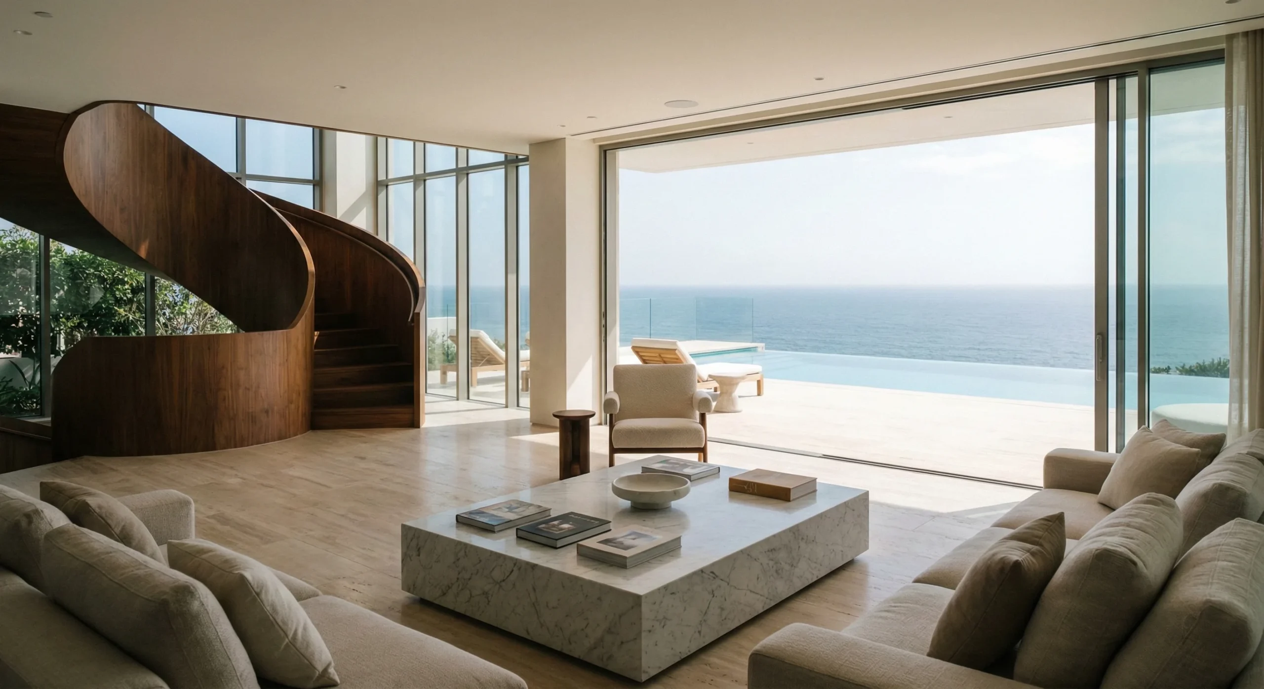 High end residential lobby with ocean view on Al Marjan Island