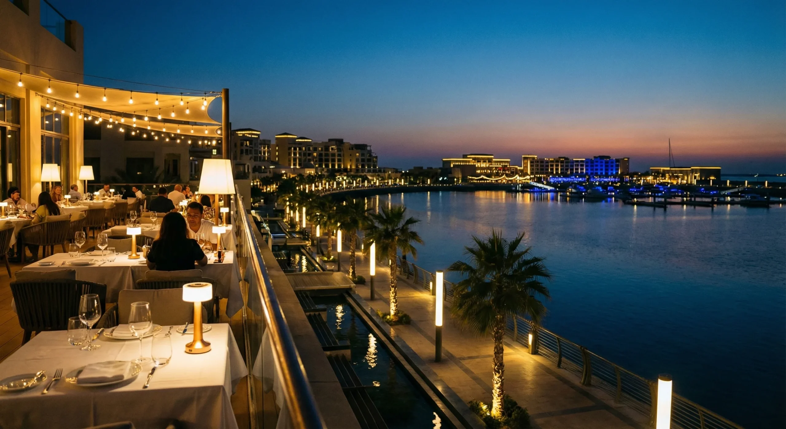 Evening waterfront lifestyle on Al Marjan Island in Ras Al Khaimah